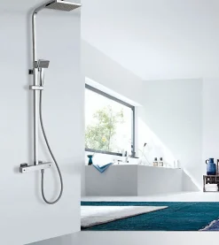 Pommeau De Douche, Flexible Et Barre De Douche|Bernstein Système de douche thermostatique 3011 Basic avec douchette à main - Tête de douche 20x20cm