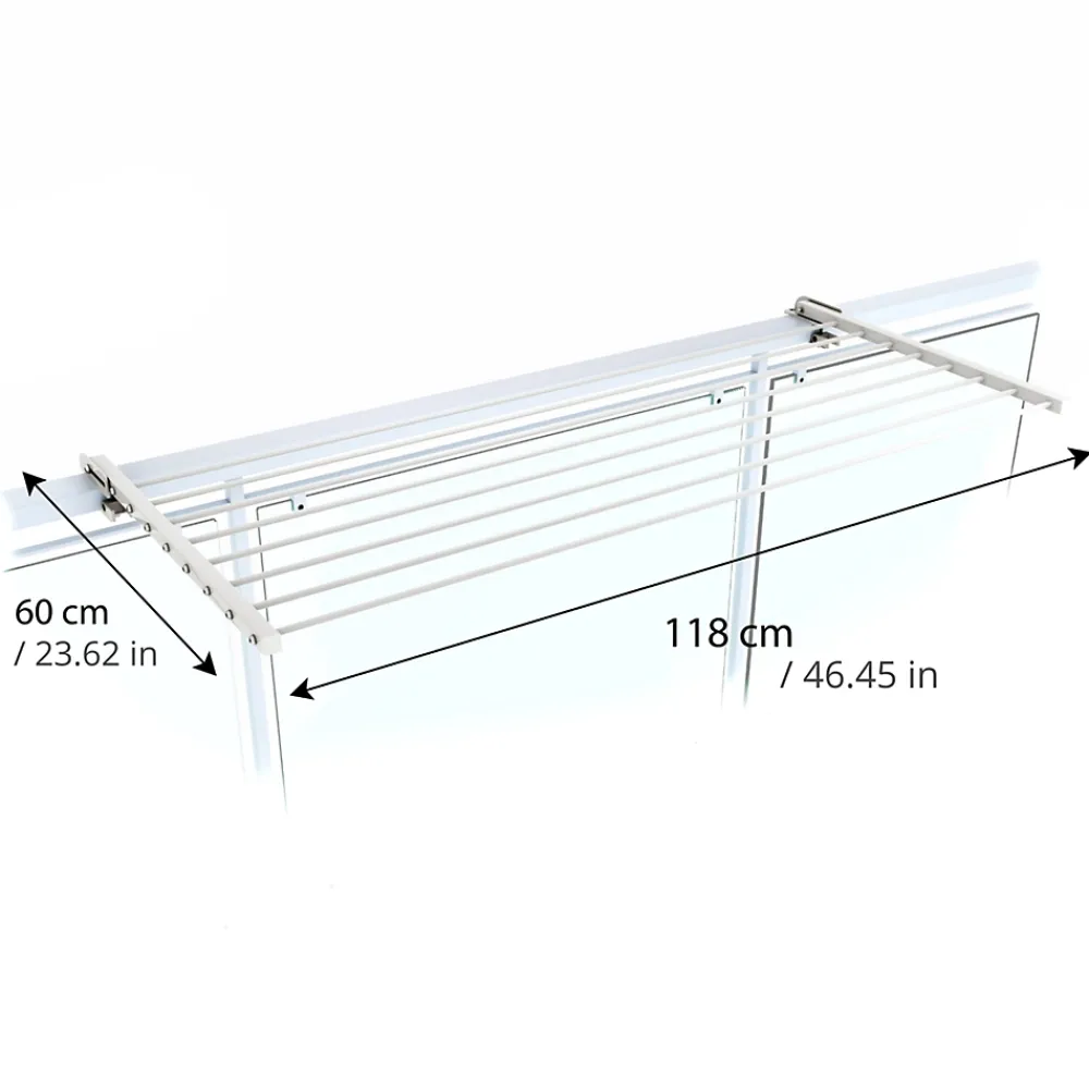 Etendoir À Linge|Foxydry Système rabattable blanc pour rambarde 118x63x8 cm Duo