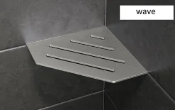 Schluter Tablette murale de douche Shelf- ES 2 CURVE - Coloris: Ivoire - Finition structurée - 195 x195 mm