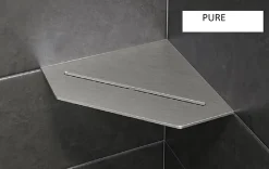 Schluter Tablette murale de douche Shelf- ES 2 CURVE - Coloris: Ivoire - Finition structurée - 195 x195 mm