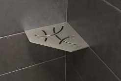 Etagère Salle De Bains|Schluter Tablette murale de douche Shelf- ES 2 CURVE - Coloris: inox brossé -- En acier inoxydable - 195 x 195 mm