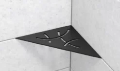 Etagère Salle De Bains|Schluter Tablettes d'angle de douche Shelf- E-S1 - CURVE - Acier inoxydable inox brossé - 210 x 210 mm