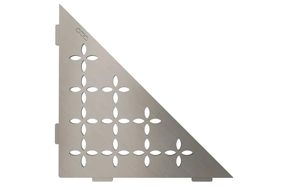 Schluter Tablettes d'angle de douche Shelf- E-S1 - FLORAL - Acier inoxydable inox brossé - 210 x 210 mm