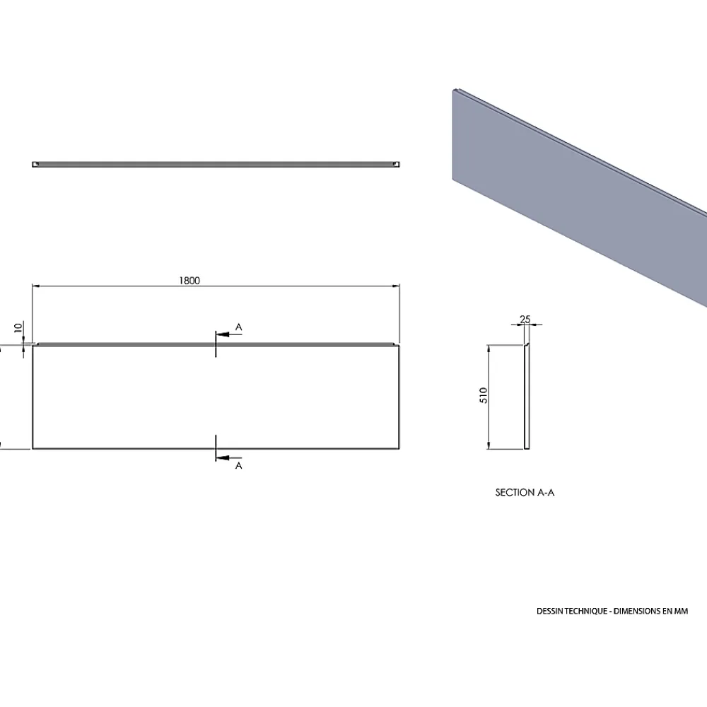 Balneo Tablier de baignoire frontal blanc Panel 180 cm