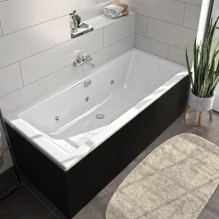 Allibert Tablier de baignoire noir Fix'alu 180 x 80 cm