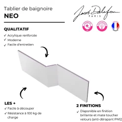 Jacob Delafon Tablier pour baignoire Neo installation en angle blanc mat