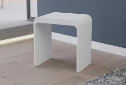 Siège De Douche|Bernstein Tabouret de Douche antidérapant, Chaise Salle de Bain Fonte minérale - Blanc Mat - 43x30x43cm - Max 120kg, Waterproof - PB4006