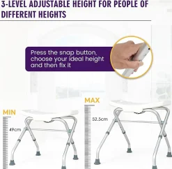 Siège De Douche|Giantex Tabouret de Douche, Banc de Douche avec Poignées, Charge 150 kg, pour Personnes Âgées, Handicapées, Enceintes, Blanc