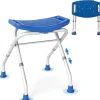 Giantex Tabouret de Douche, Banc de Douche avec Poignées, Charge 150 kg, pour Personnes Âgées, Handicapées, Enceintes, Bleu