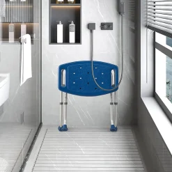 Giantex Tabouret de Douche, Banc de Douche avec Poignées, Charge 150 kg, pour Personnes Âgées, Handicapées, Enceintes, Bleu