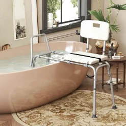 Giantex Tabouret de Douche Coulissant, Banc de Douche Autonomie Hauteur Réglable, Personnes Handicapées Âgées,Charge 160KG