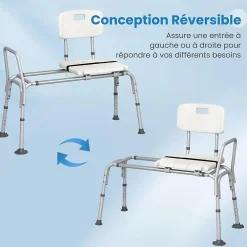 Giantex Tabouret de Douche Coulissant, Banc de Douche Autonomie Hauteur Réglable, Personnes Handicapées Âgées,Charge 160KG