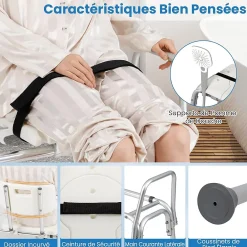 Giantex Tabouret de Douche Coulissant, Banc de Douche Autonomie Hauteur Réglable, Personnes Handicapées Âgées,Charge 160KG