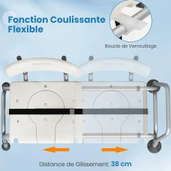 Giantex Tabouret de Douche Coulissant, Banc de Douche Autonomie Hauteur Réglable, Personnes Handicapées Âgées,Charge 160KG