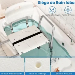 Giantex Tabouret de Douche Coulissant, Banc de Douche Autonomie Hauteur Réglable, Personnes Handicapées Âgées,Charge 160KG