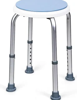 Siège De Douche|Giantex Tabouret de Douche et de Bain Rond en HDPE, sans Dossier, avec Pieds Antidérapant, Charge Max. 120Kg, Blanc, 45x45x38-51 cm