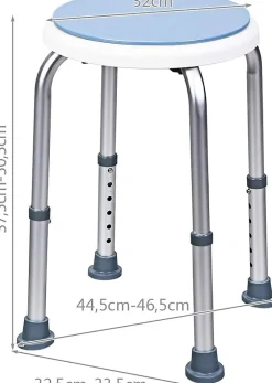 Siège De Douche|Giantex Tabouret de Douche et de Bain Rond en HDPE, sans Dossier, avec Pieds Antidérapant, Charge Max. 120Kg, Blanc, 45x45x38-51 cm
