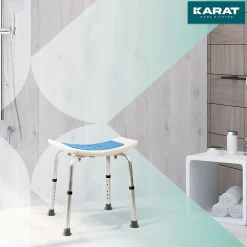 Floordirekt Tabouret de douche et de bain Noah Réglable en hauteur Facile à  nettoyer Pieds en caoutchouc antidérapant jusqu'à  136 kg