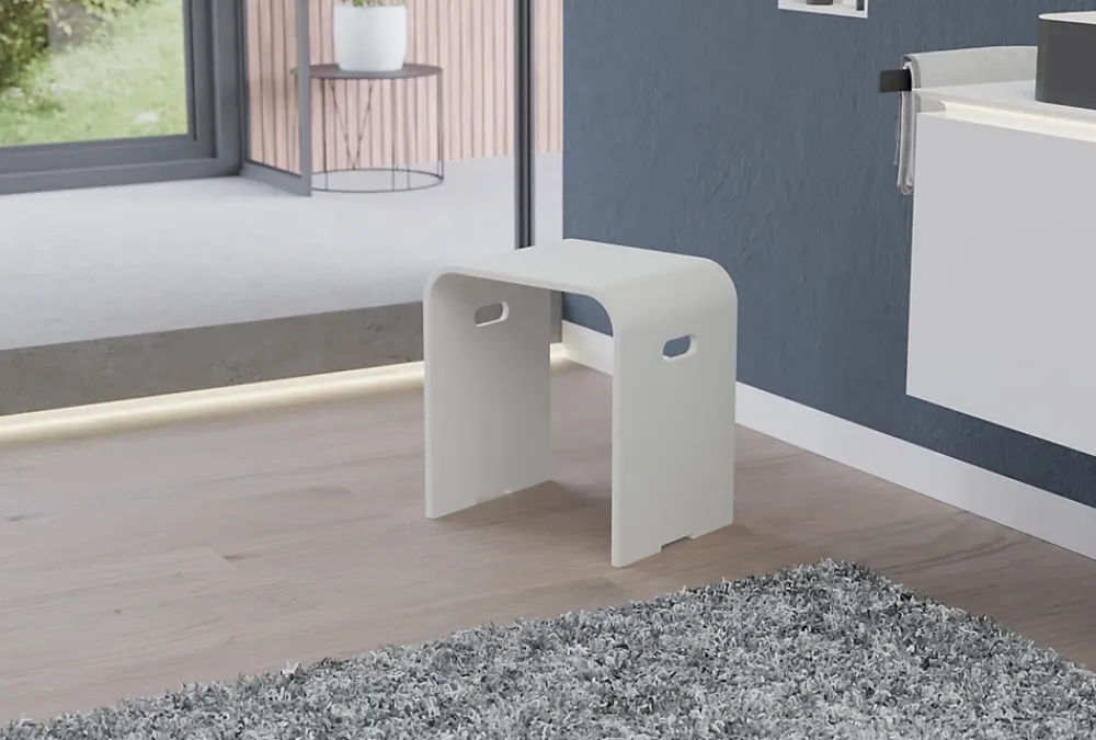 Bernstein Tabouret de douche PB4002 en fonte minérale - blanc mat