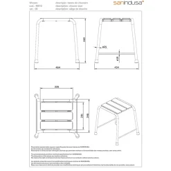 Sanindusa Tabouret de douche PMR normes handicapé WcCare charge 150kg blanc