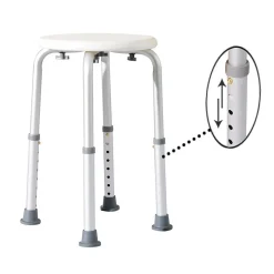 Siège De Douche|Homcom Tabouret de douche réglable en hauteur siège de douche ergonomique pieds antidérapants charge max. 136 Kg alu HDPE blanc