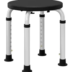 Homcom Tabouret de douche réglable en hauteur siège de douche ergonomique pieds antidérapants charge max. 136 Kg alu HDPE noir