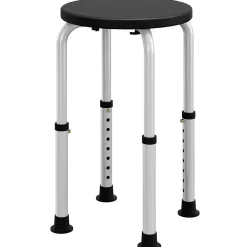 Homcom Tabouret de douche réglable en hauteur siège de douche ergonomique pieds antidérapants charge max. 136 Kg alu HDPE noir