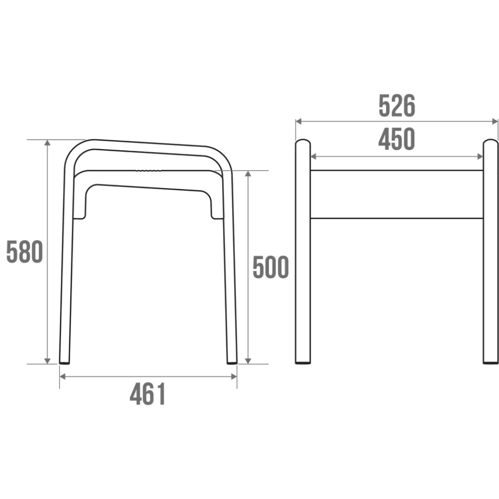 Godonnier Tabouret de douche structure alu, assise en polymère L. 52,6 x P.46,1 x H.58 cm