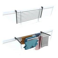 Foxydry Étagère à linge balcon pliable alu 118x63x8 cm Duo