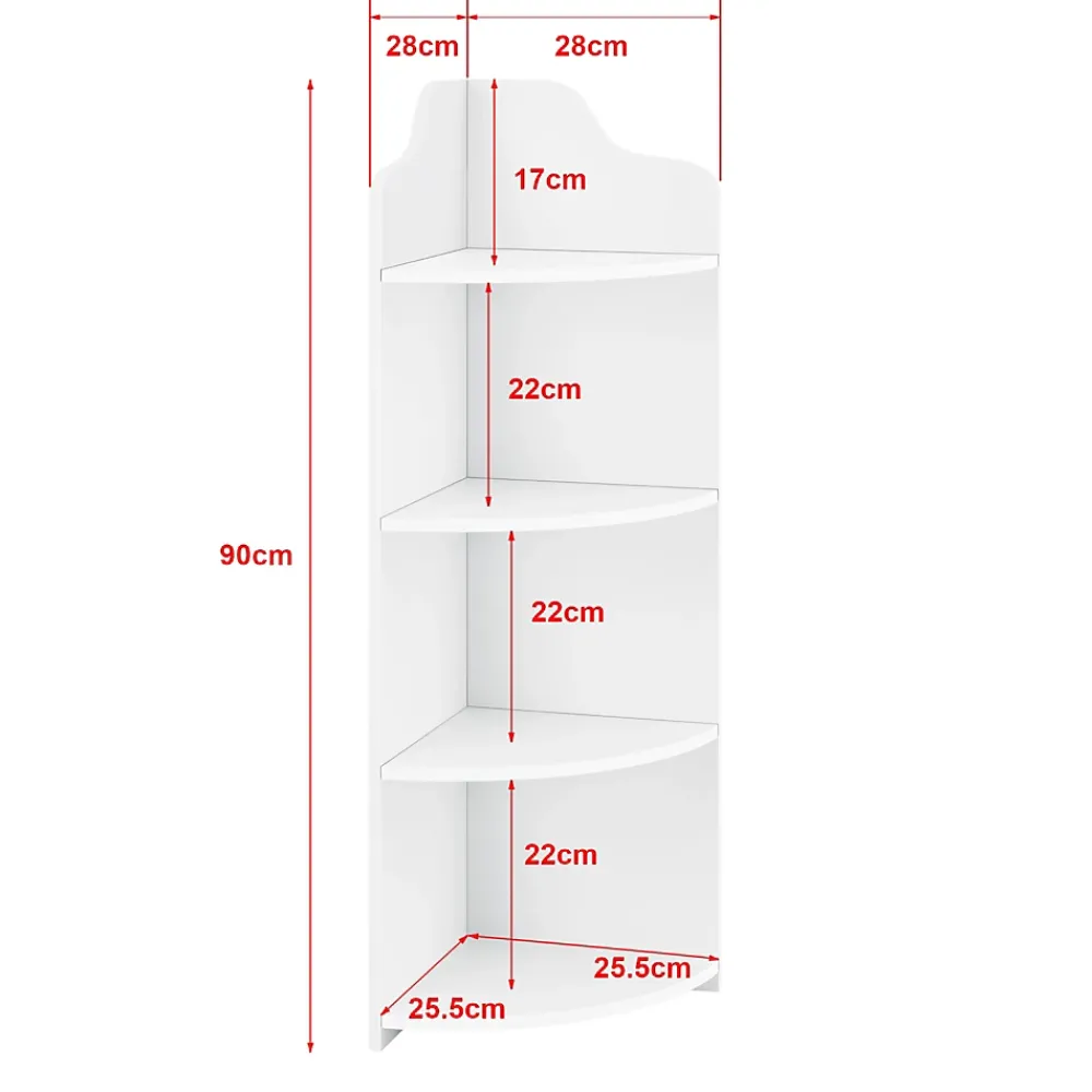 Etagère Salle De Bains|[En.Casa] Étagère Angle Bjurholm pour Salle de Bain à 4 Niveaux 90 x 28 x 28 cm Blanc en.casa