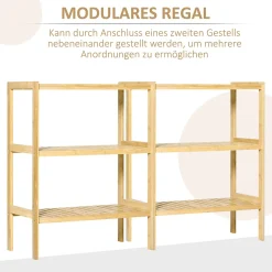 Etagère Salle De Bains|ProximaX Étagère autoportante 3 niveaux en bambou, meuble rangement salle de bain, cuisine, salon ou couloir, finition naturelle