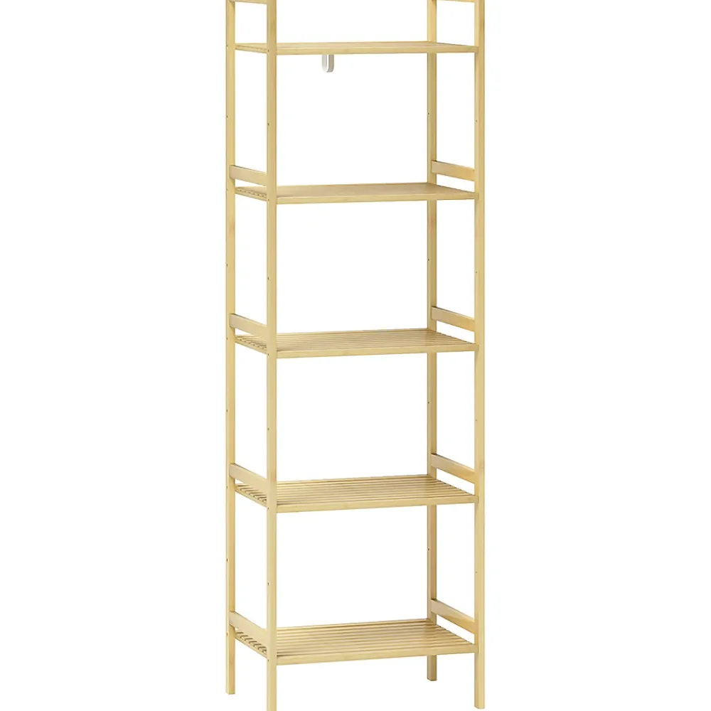 Etagère Salle De Bains|ProximaX Étagère autoportante salle de bain 5 niveaux en bambou, étagères réglables, meuble rangement salon ou cuisine 43,5x31,5x142 cm