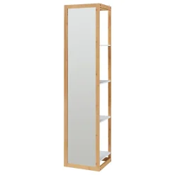 Colonne De Salle De Bains|[En.Casa] Étagère avec miroir intégré As bambou 170 x 40 x 35 cm naturel blanc
