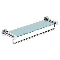 GoodHome Étagère avec porte-serviettes en verre et acier inoxydable chromé H.40 cm Cavally