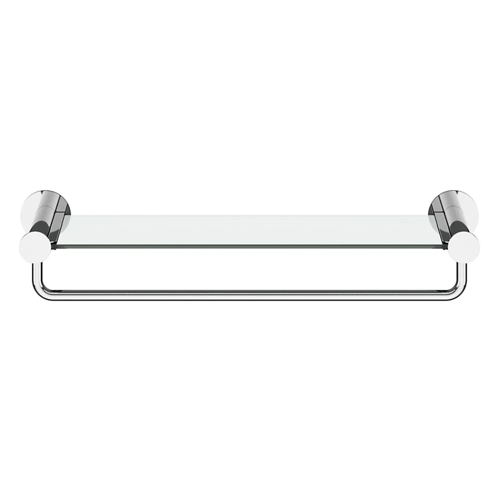 GoodHome Étagère avec porte-serviettes en verre et acier inoxydable chromé H.40 cm Cavally