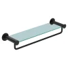 GoodHome Étagère avec porte-serviettes en verre et acier inoxydable noir H.40 cm Cavally