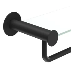 GoodHome Étagère avec porte-serviettes en verre et acier inoxydable noir H.40 cm Cavally