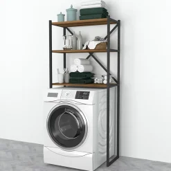 Etagère Salle De Bains|[En.Casa] Étagère de salle de bain Askersund 160 x 66 x 34 cm effet noyer en.casa