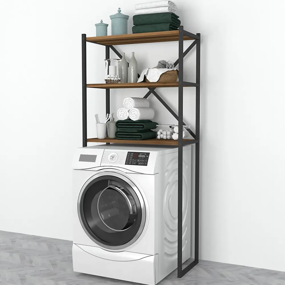 Etagère Salle De Bains|[En.Casa] Étagère de salle de bain Askersund 160 x 66 x 34 cm effet noyer en.casa