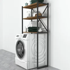 Etagère Salle De Bains|[En.Casa] Étagère de salle de bain Askersund 160 x 66 x 34 cm effet noyer en.casa