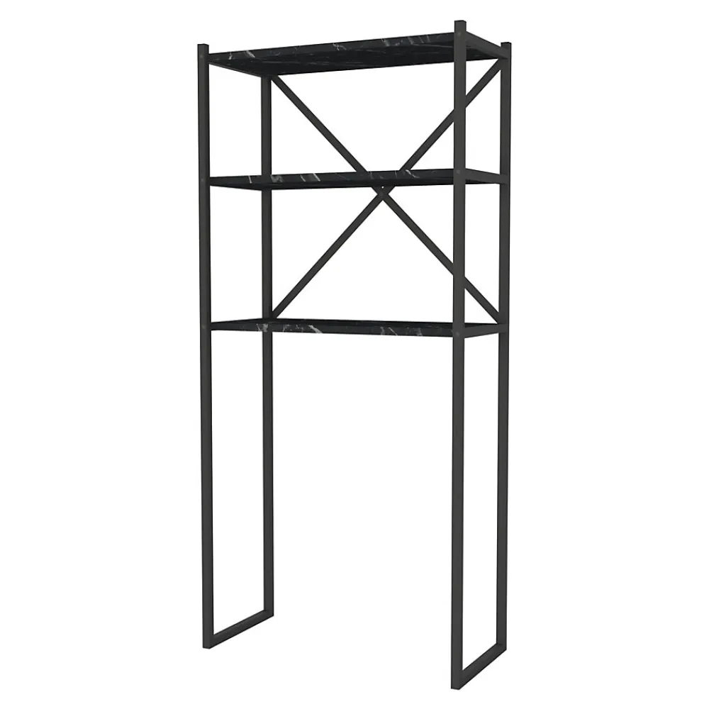 Etagère Salle De Bains|[En.Casa] Étagère de salle de bain Askersund 160 x 66 x 34 cm marbre noir en.casa