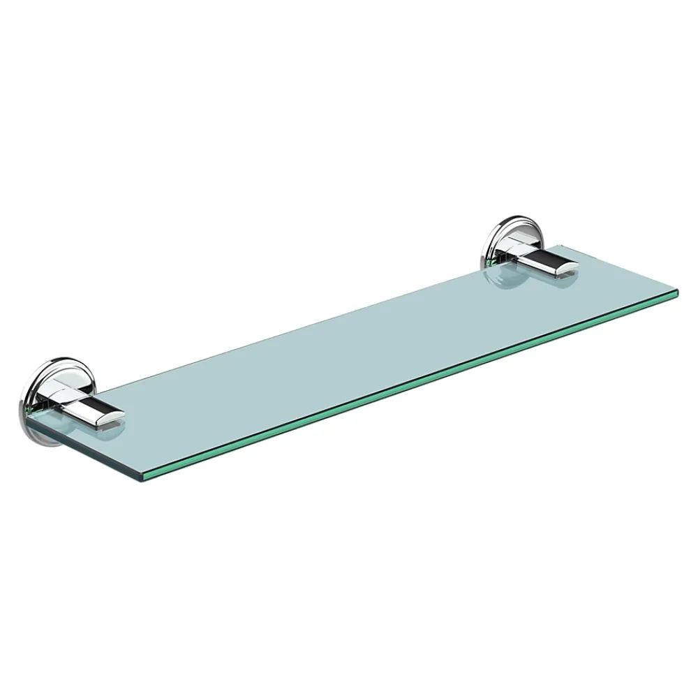 Etagère Salle De Bains|GoodHome Étagère de salle de bain en verre et acier inoxydable chromé H.40 cm Endell