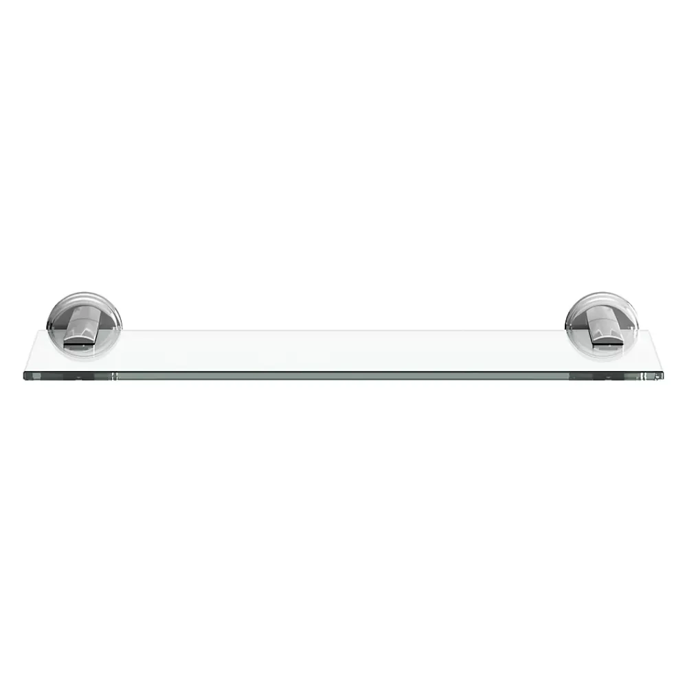Etagère Salle De Bains|GoodHome Étagère de salle de bain en verre et acier inoxydable chromé H.40 cm Endell