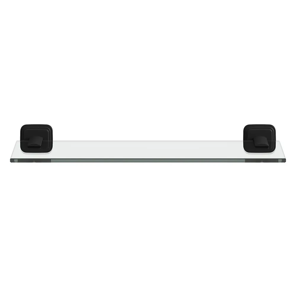 GoodHome Étagère de salle de bain en verre et acier inoxydable noir H.40 cm Teesta