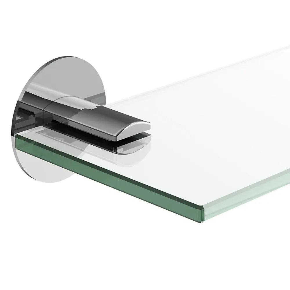 GoodHome Étagère de salle de bain en verre et acier inoxydable chromé H.40 cm Cavally