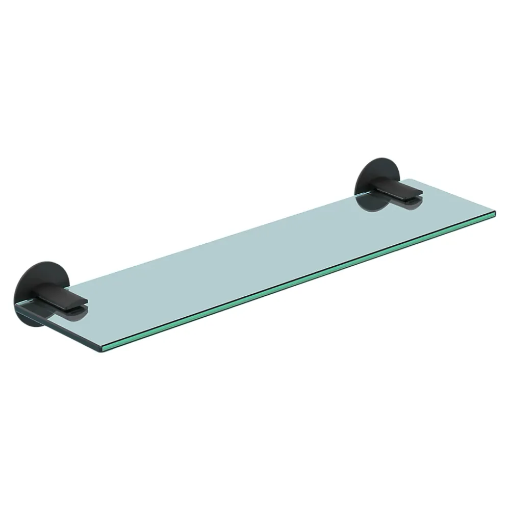 Etagère Salle De Bains|GoodHome Étagère de salle de bain en verre et acier inoxydable noir H.40 cm Cavally