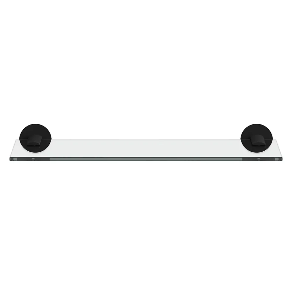 Etagère Salle De Bains|GoodHome Étagère de salle de bain en verre et acier inoxydable noir H.40 cm Cavally