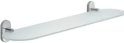 Kiamami Valentina Étagère De Salle De Bain En Verre Satiné Avec Supports En Métal Chromé - Cipro