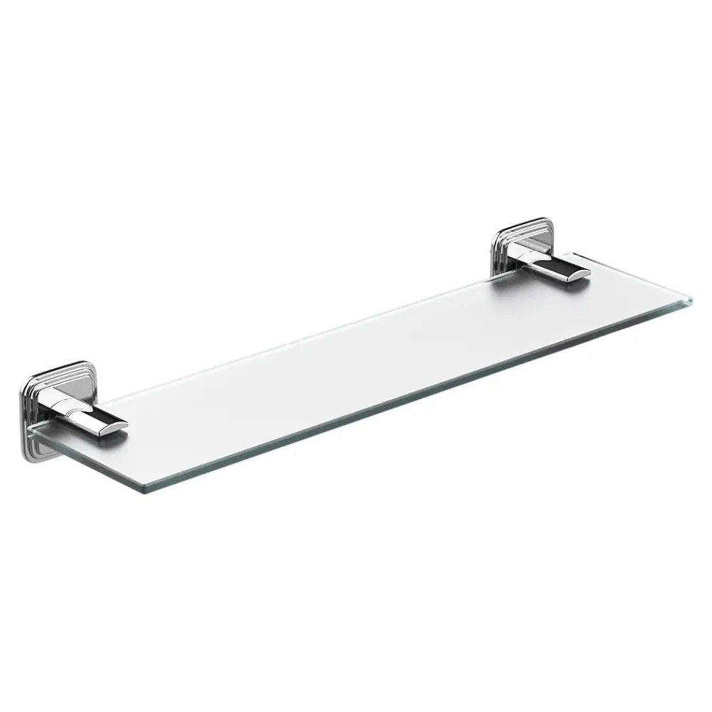 Etagère Salle De Bains|GoodHome Étagère de salle de bain en verre et acier inoxydable chromé H.40 cm Teesta