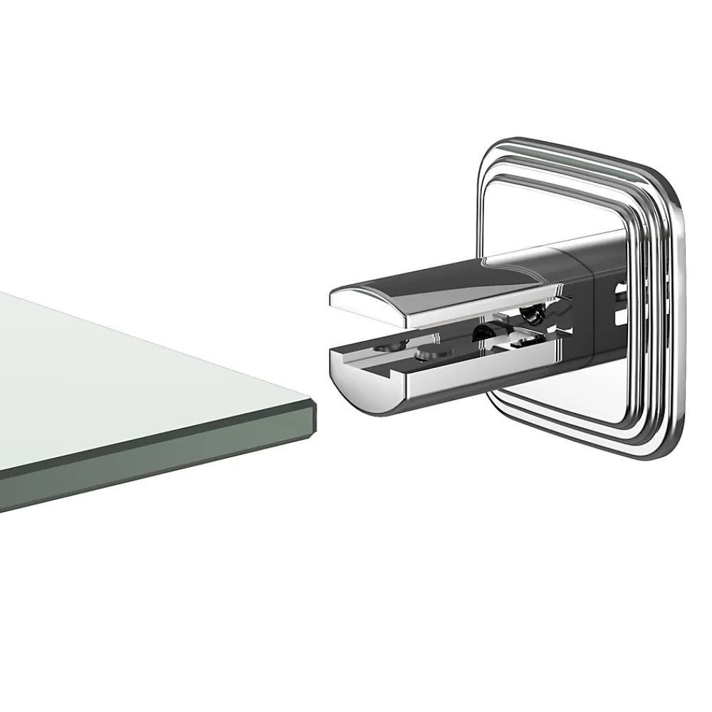 Etagère Salle De Bains|GoodHome Étagère de salle de bain en verre et acier inoxydable chromé H.40 cm Teesta